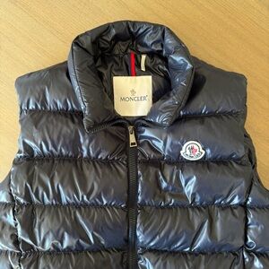 EUC Moncler Ghany Quilted Puffer Vest Navy women’s Large size 3